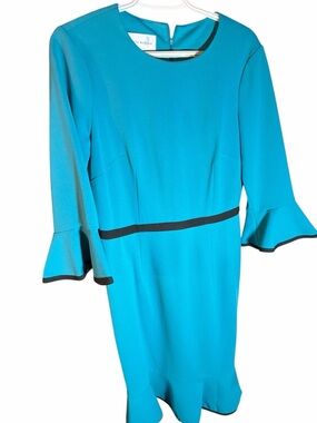 NWT Donna Morgan Turquoise Bell Sleeve Sheath Dress Size 8